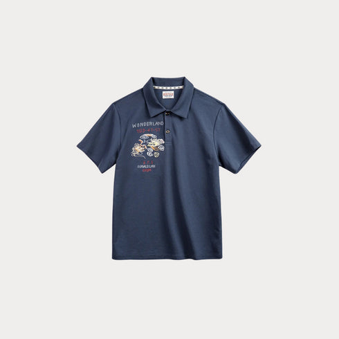 Men’s Retro Embroidered Knit Polo Shirt – Summer Lapel Short Sleeve Tee